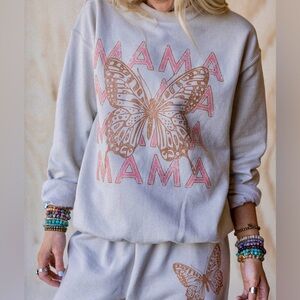 Three Bird Nest - Butterfly Mama Set - Graphic Sweatshirt and Pants Set - L/XL